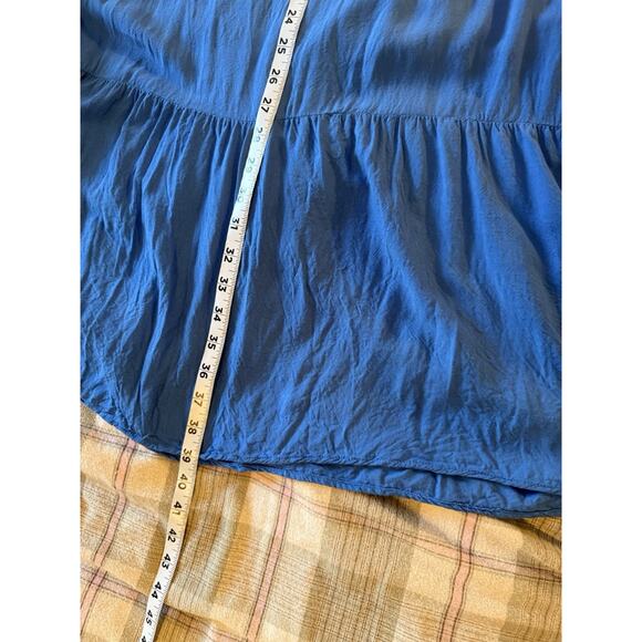 Skies Are Blue Maxi Sundress Sz S Blue Embroidered Adj. Straps Tiered Ruffle EUC - Picture 13 of 14